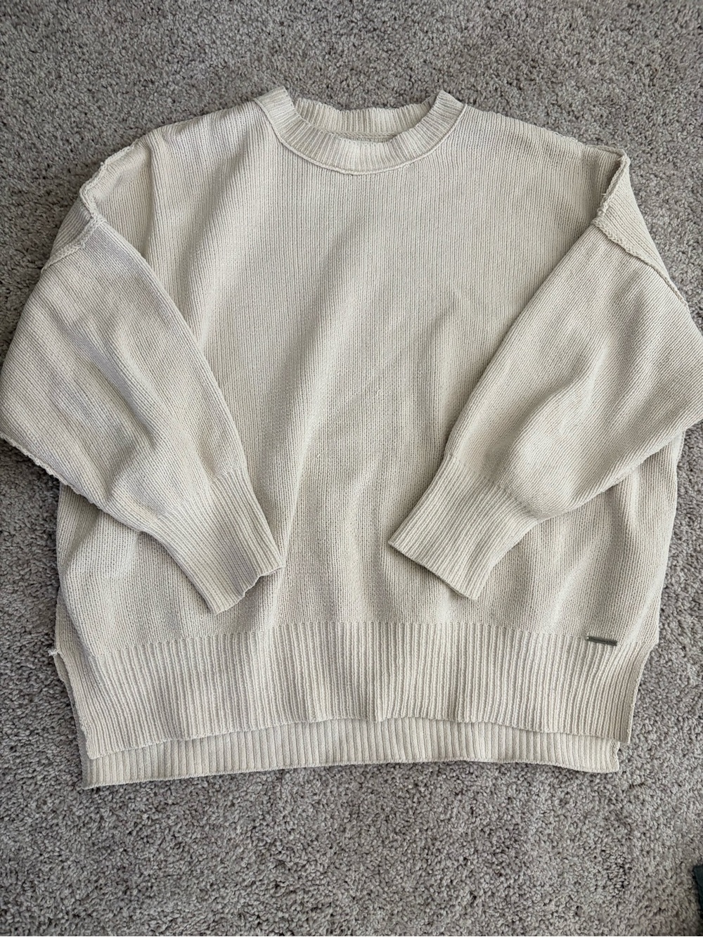 Abercrombie Crewneck Sweater in Light Cream